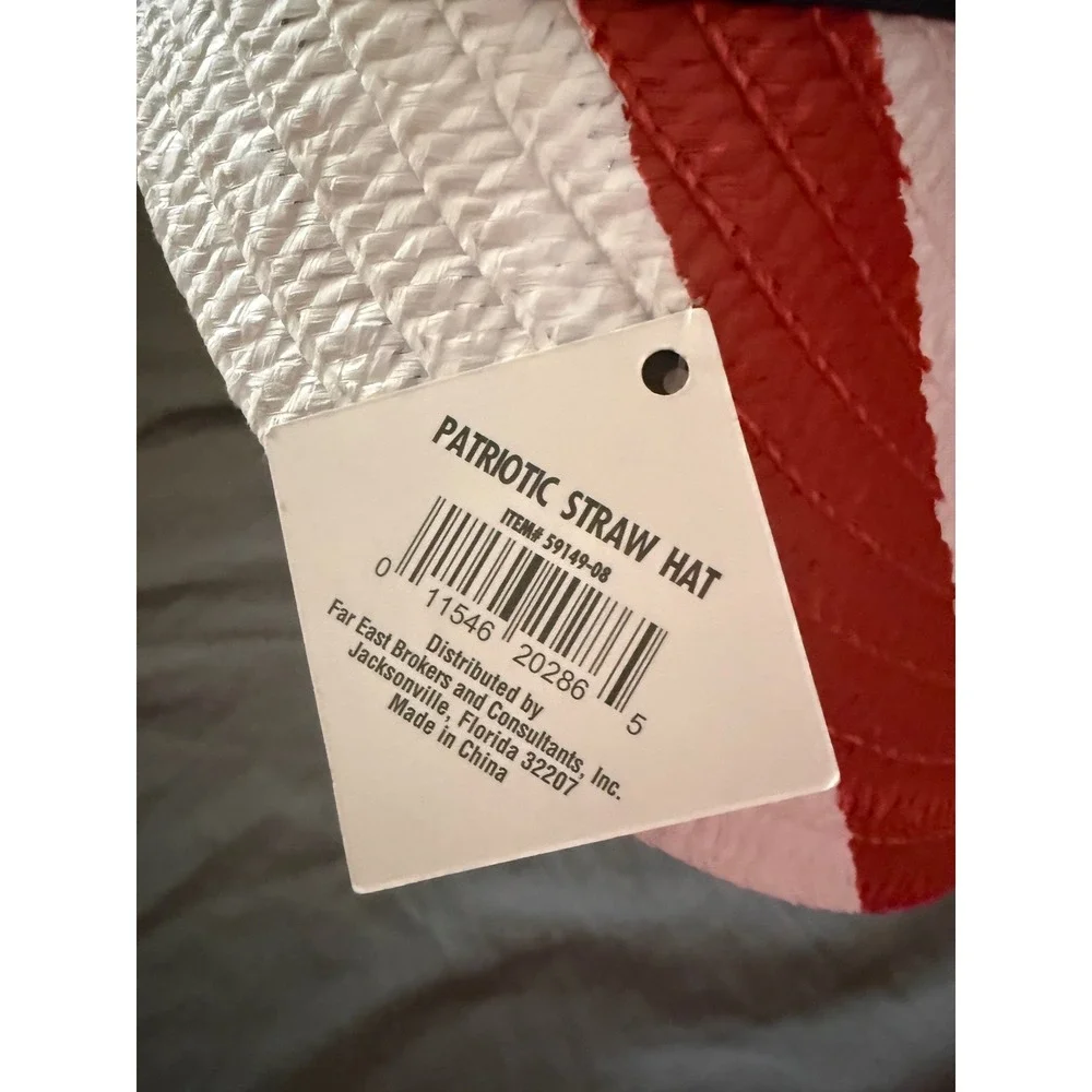 Patriotic American Flag Straw Sun Visor Hat Stars Stripes Red White Blue New